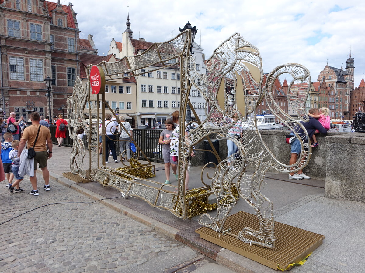 Gdansk / Danzig, Skulptur an der Most Zielony oder grnen Brcke (02.08.2021)