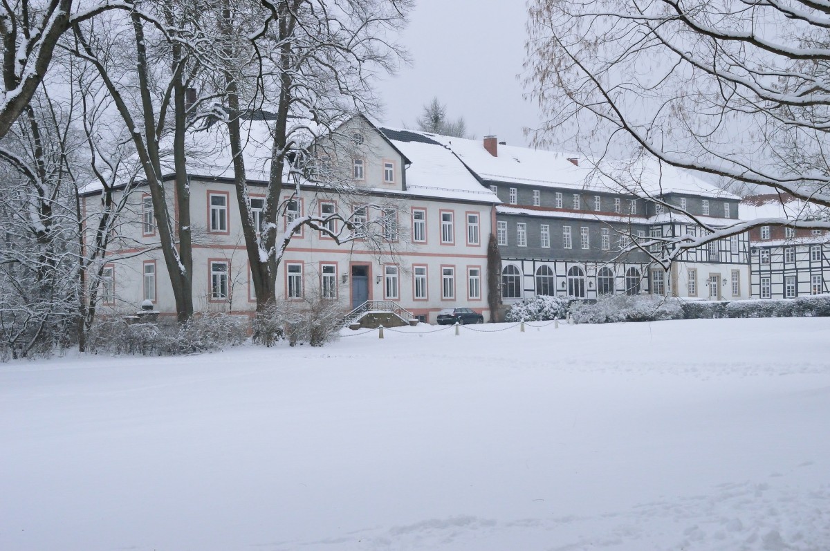 Gebudezeile im Kurpark in Bad Driburg. 26.1.2014