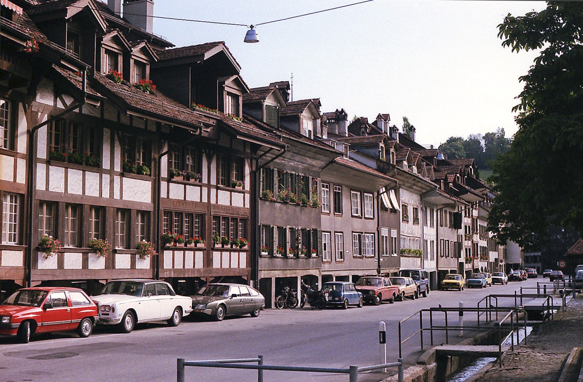 Geberngasse in Bern. Aufnahme: Juli 1984 (digitalisiertes Negativfoto).