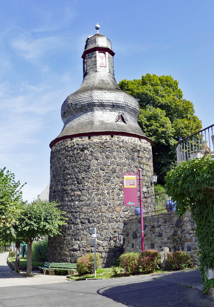 Gefngnisturm in Unkel am Rhein, im 16. Jahrhundert errichtet als Teil der Befestigung Unkels. 16.08.2018