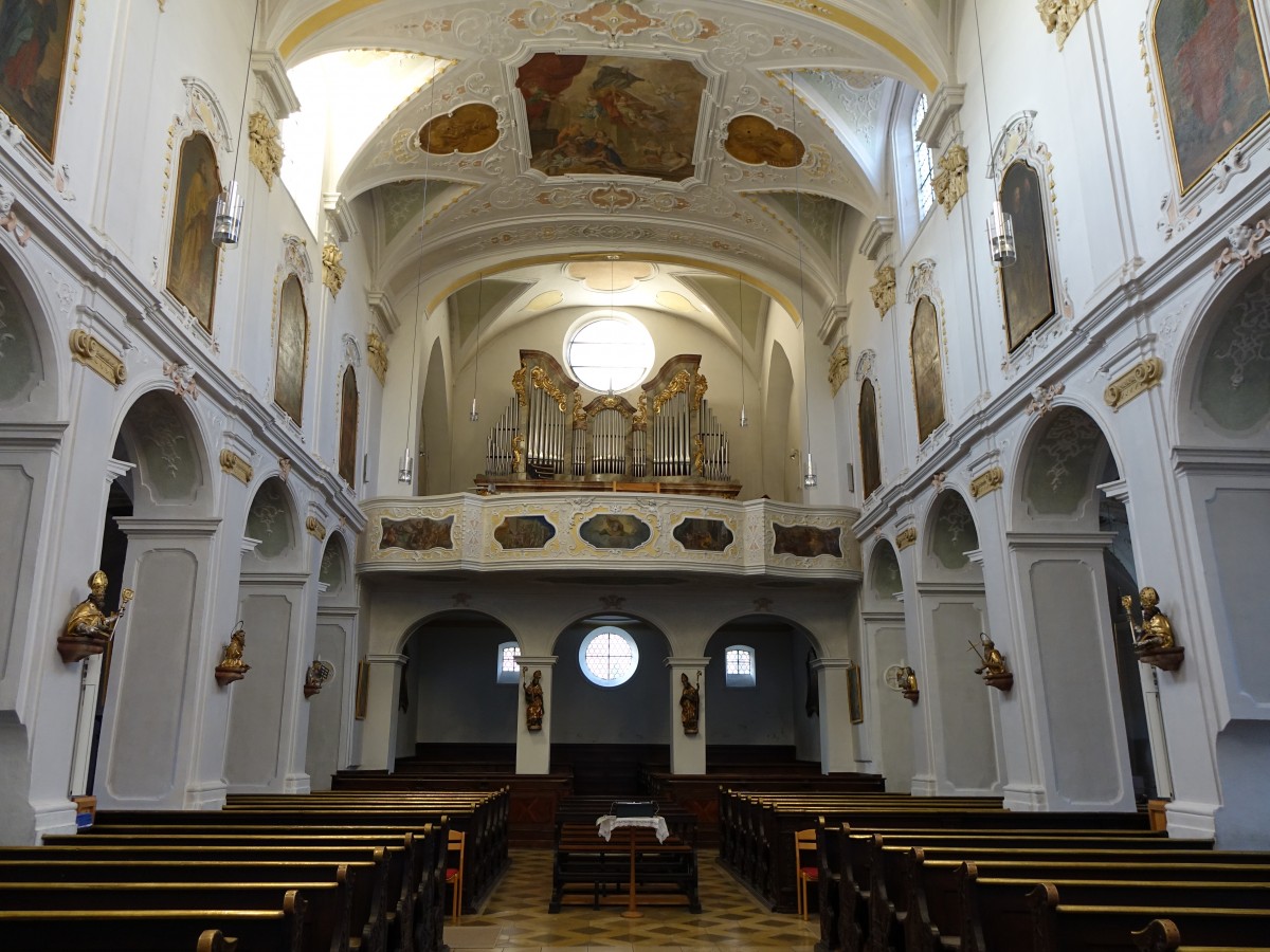 Geisenfeld, Orgelempore in der Stadtpfarrkirche St. Emmeran (25.12.2015)