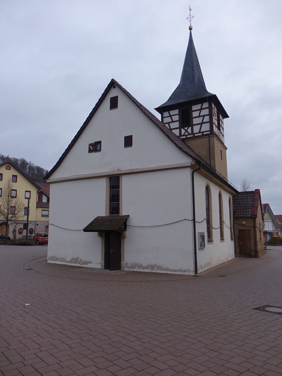 Gellmersbach, evangelische Pfarrkirche St. Leonhard, erbaut 1544 (23.12.2018)