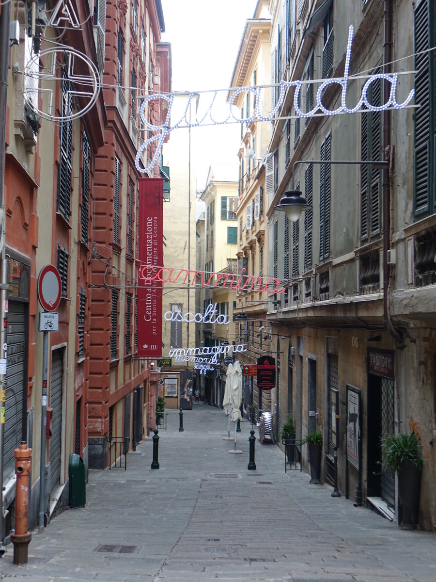 Genua, Leuchtreklame in der Strae Vico Angeli (15.06.2019)