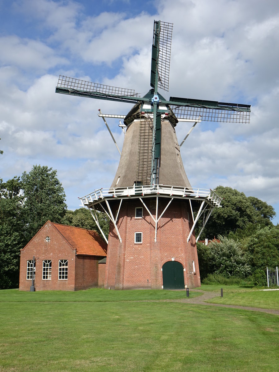 Gieten, historische Windmhle Hazewind, erbaut 1883 (28.07.2017)