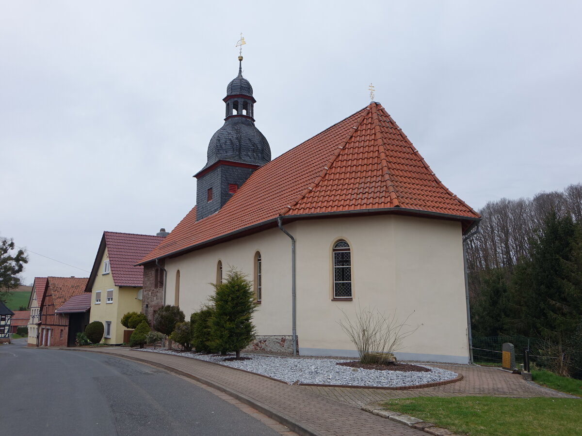 Glasehausen, Pfarrkirche St. Johannes, erbaut 1714 (18.03.2024)