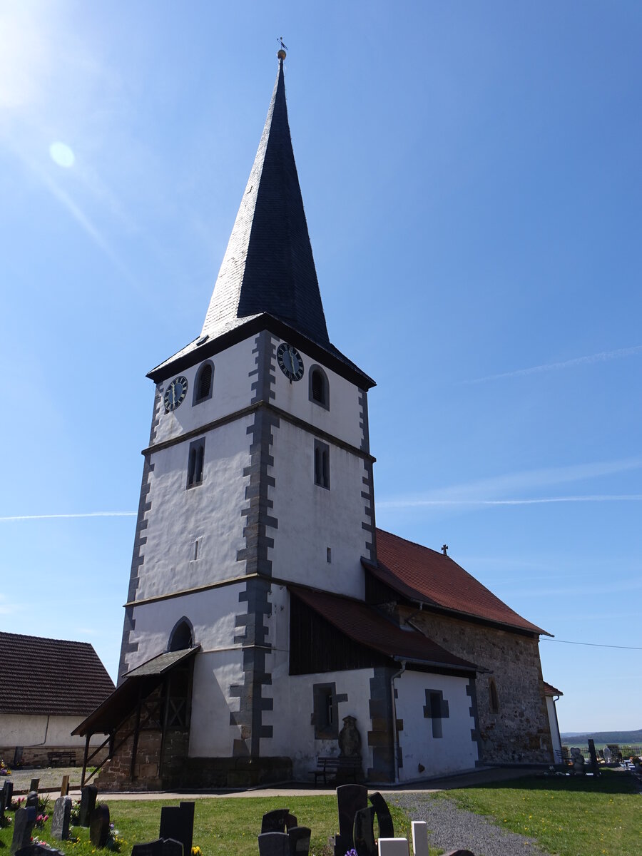 Gleichamberg, Pfarrkirche St. Nikolaus, Chorturmkirche aus dem 14. Jahrhundert (09.05.2021)
