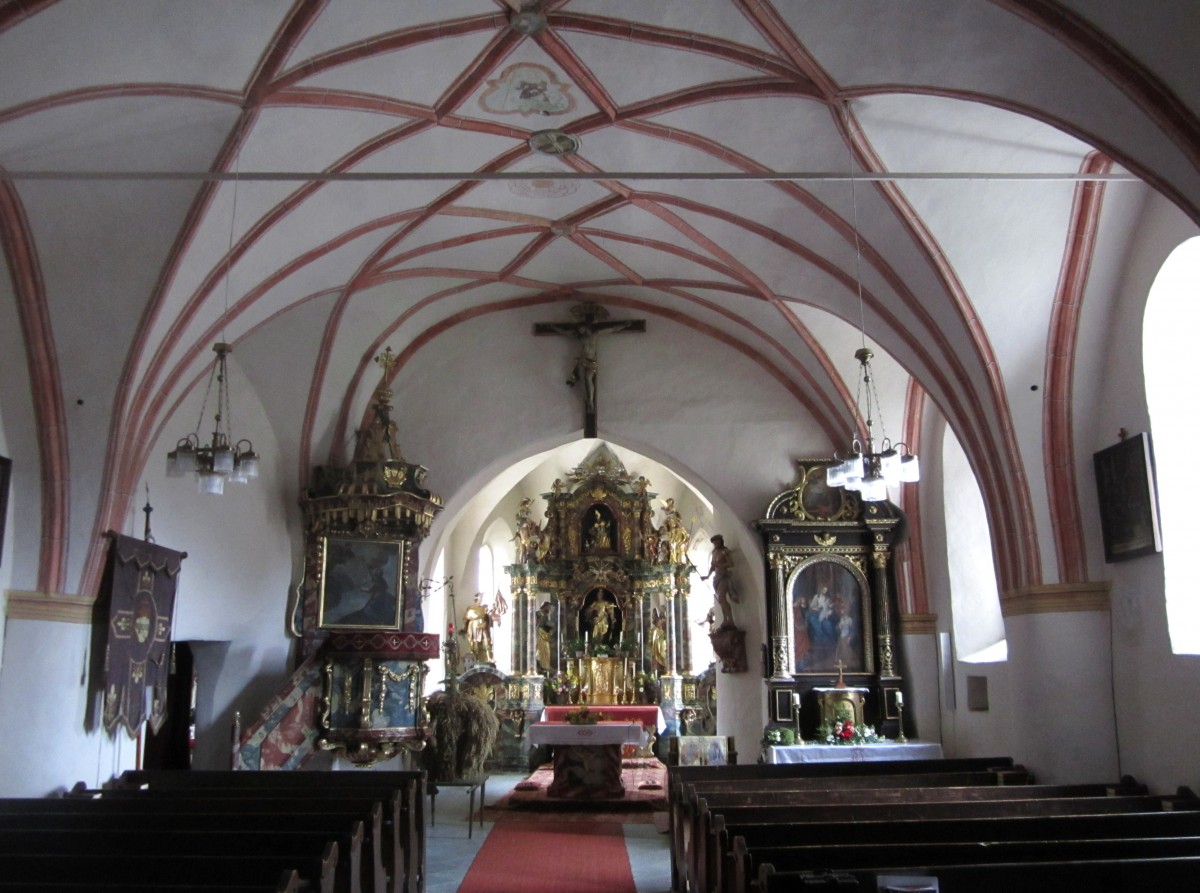 Gldnitz, St. Margareta Kirche, Hochaltar von 1742, Seitenaltre von 1640 (30.09.2013)