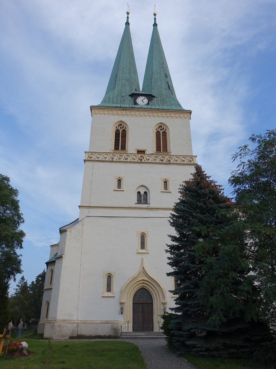 Gda, evangelische Pfarrkirche St. Peter und Paul, erbaut von 1505 bis 1517 als sptgotische Hallenkirche (02.10.2020)