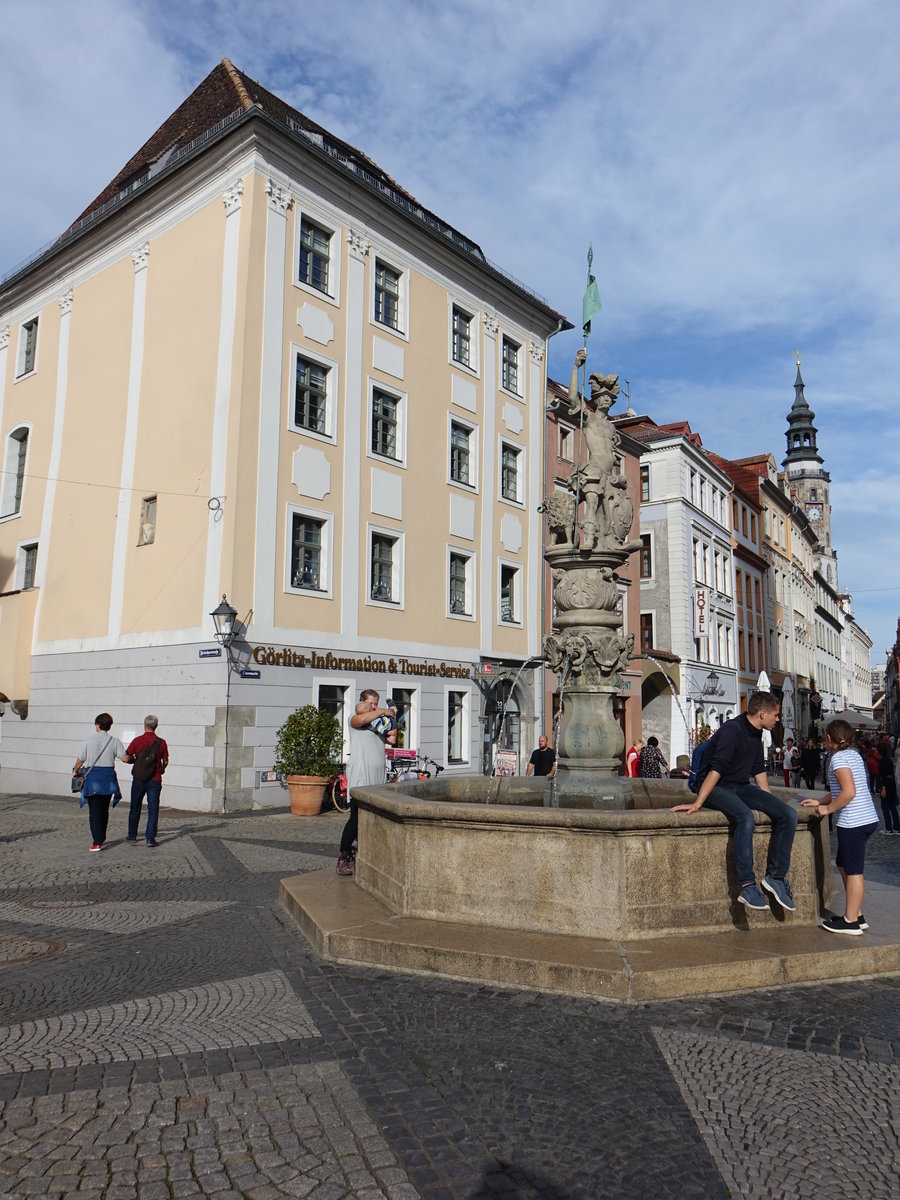 Grlitz, St. Georgsbrunnen von 1725 am Obermarkt (03.10.2020)