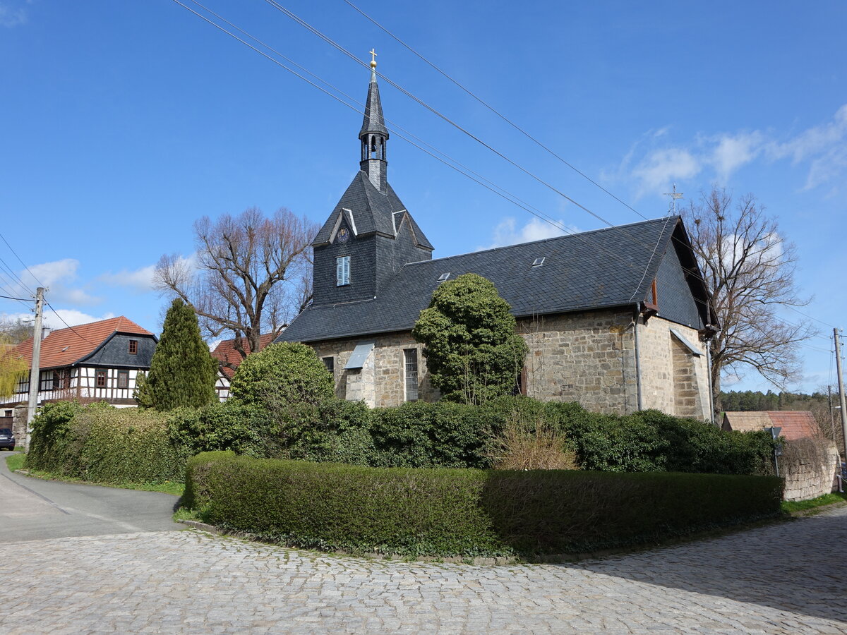 Gsselborn, evangelische Dorfkirche St. Nicolai, erbaut 1688 (23.04.2023)