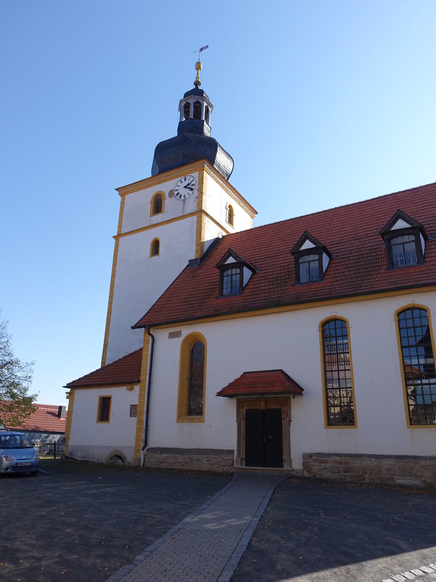 Gompertshausen, evangelische St. Marien Kirche, erbaut 1461 (15.10.2018)