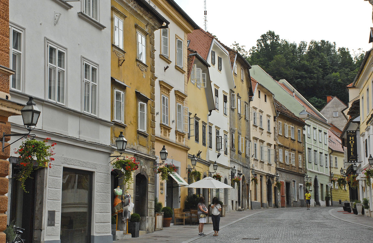 Gornij trg in der Altstadt von Ljubljana. Aufnahme: 1. August 2016.