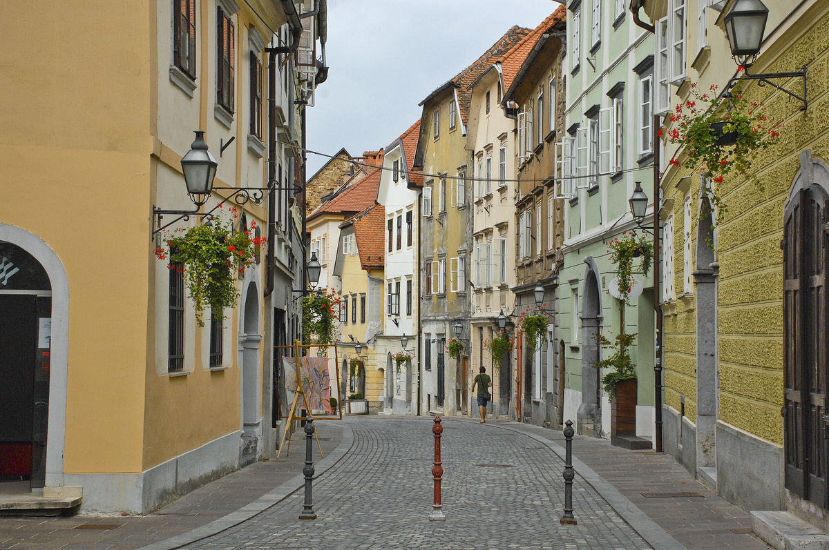 Gornij trg in der Altstadt von Ljubljana. Aufnahme: 1. August 2016.