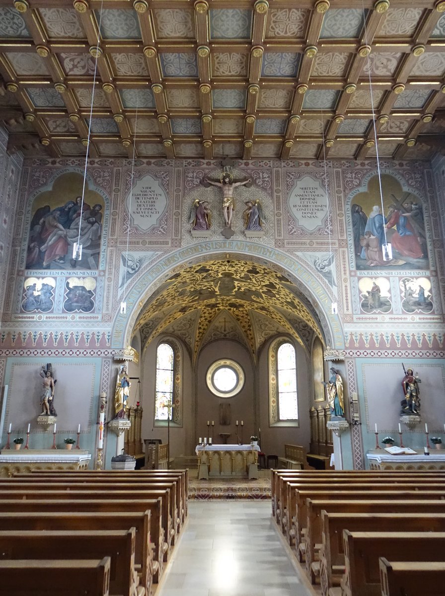 Grabensttt, neuromanischer Innenraum der St. Maximilian Kirche (26.02.2017)