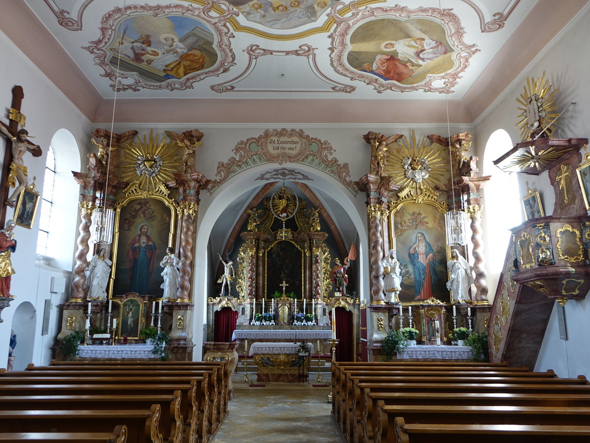 Grafenkirchen, barocker Innenraum der St. Laurentius Kirche (03.06.2017)