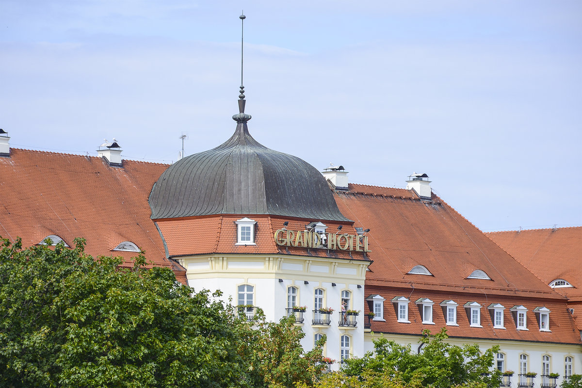 Grand Hotel in Zoppot/Sopot - Ausschnitt des Gebudes. Aufnahme: 15. August 2019.