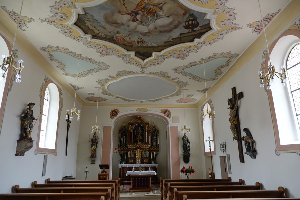 Granheim, Hochaltar und Deckengemlde in der Pfarrkirche St. Martin (14.12.2014)