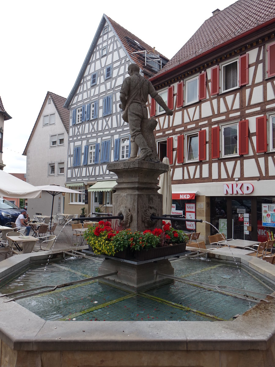 Grobottwar, Marktbrunnen mit Brunnenfigur von 1930 am Marktplatz (24.06.2018)