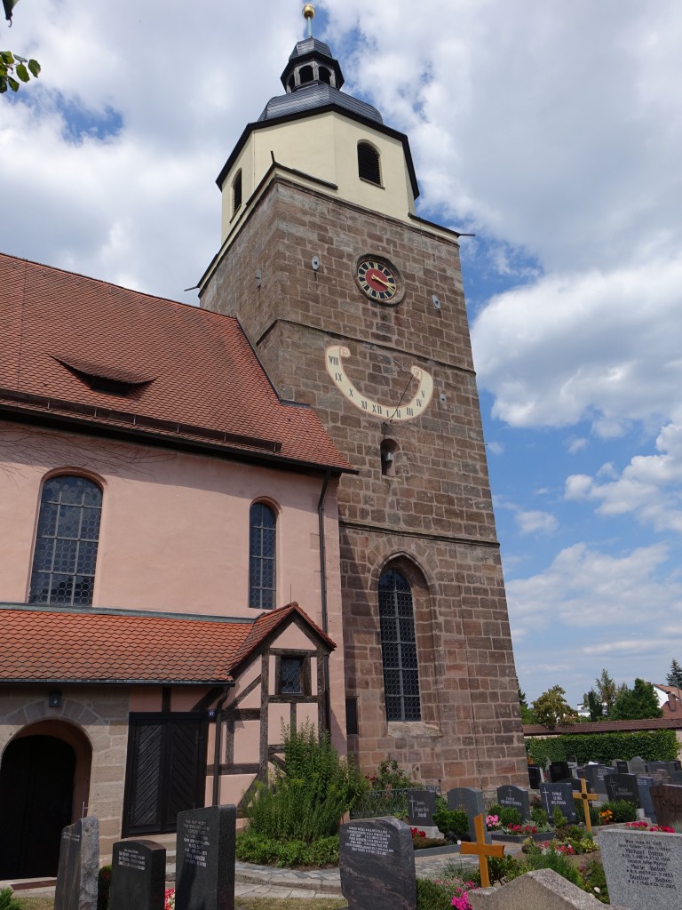 Großgründlach, Ev. St. Laurentius Kirche, erbaut bis 1303 (02.08.2015)