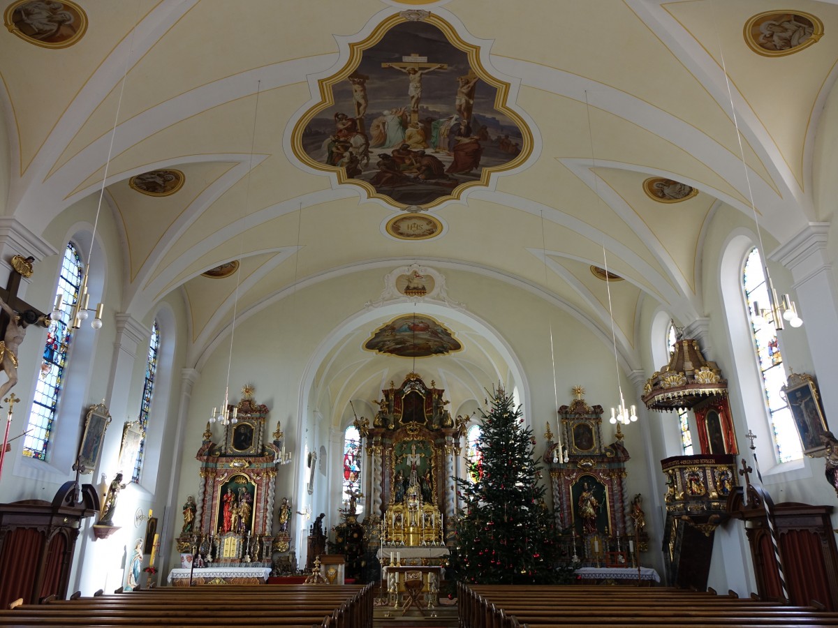 Grogundertshausen, Innenraum der Hl. Kreuz Kirche (26.12.2015)