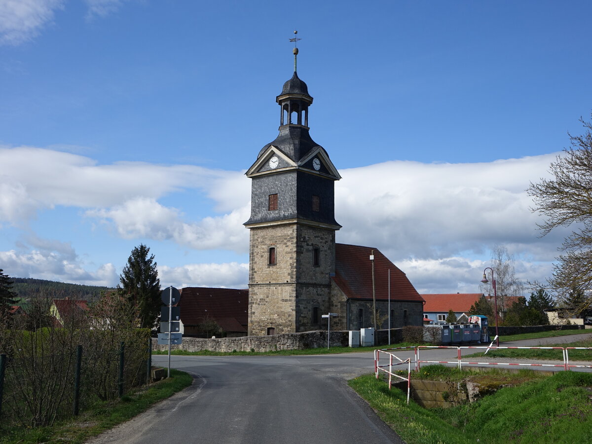 Groliebringen, evangelische Kirche, erbaut im 16. Jahrhundert (23.04.2023)
