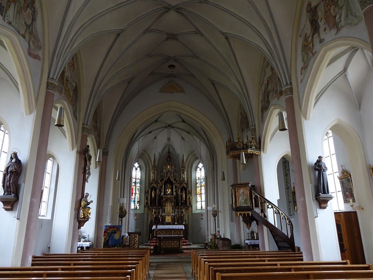 Grntegernbach, gotischer Innenraum der St. Nikolaus Kirche (29.02.2016)