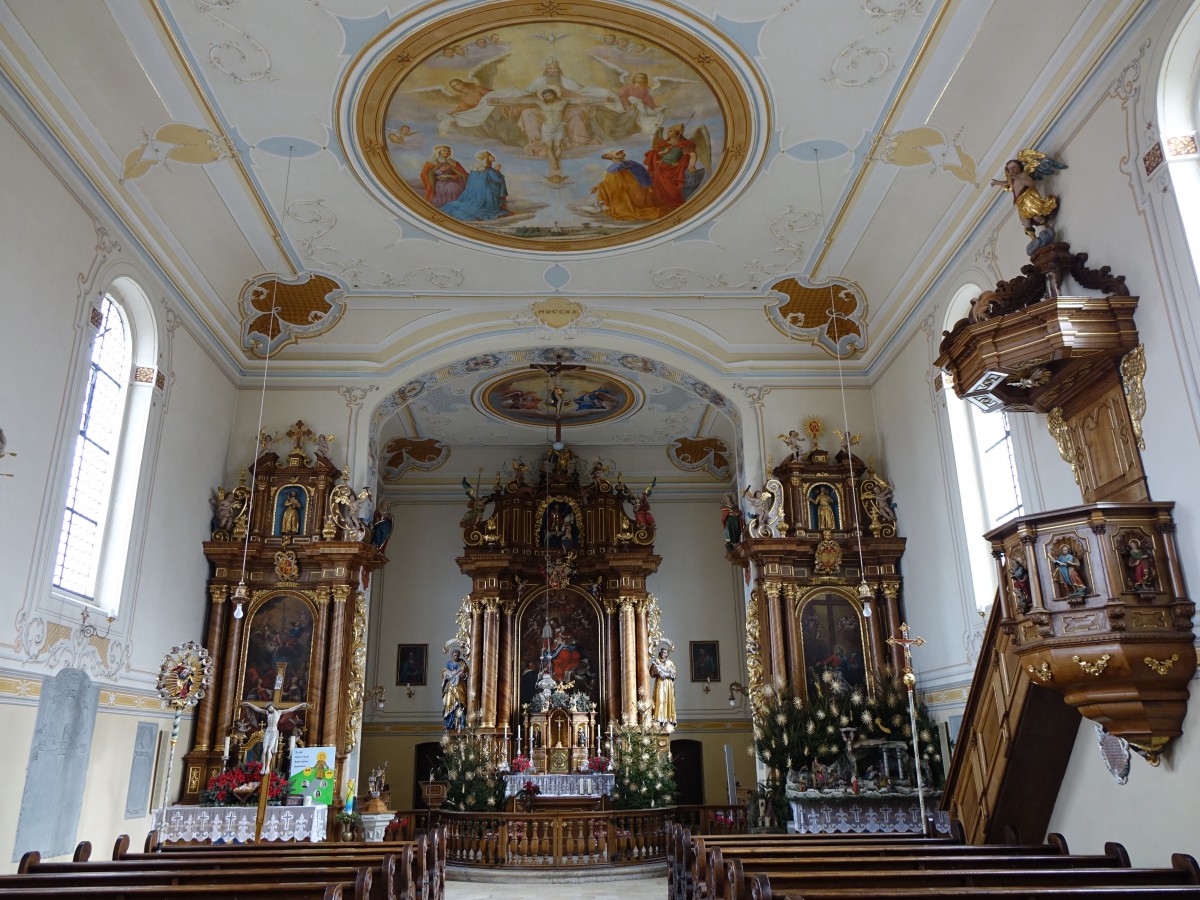 Grundsheim, barocker Innenraum der St. Martin Kirche (24.01.2016)