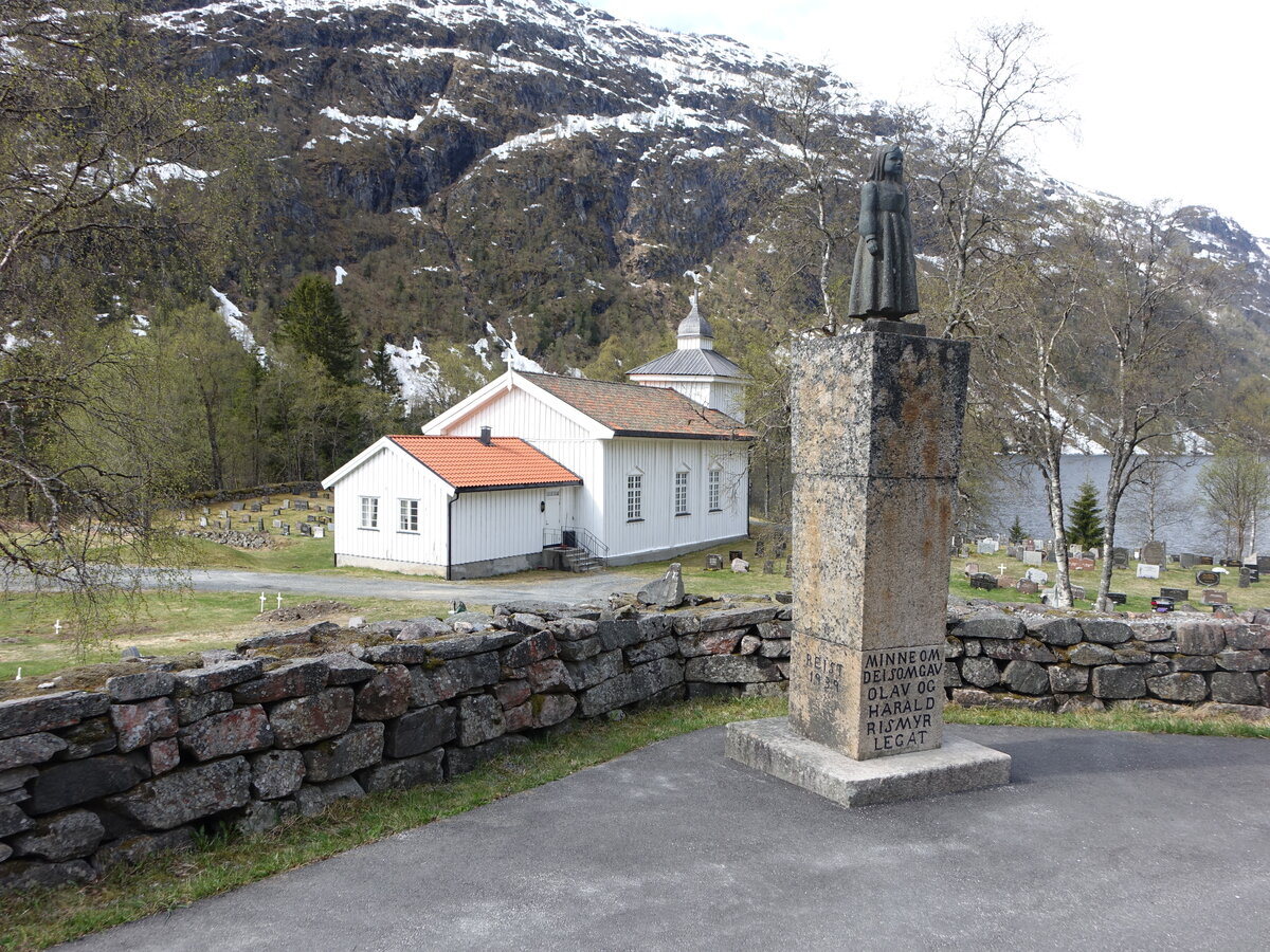 Grungedal, evangelische Kirche und Denkmal, Kirche erbaut 1850 (27.05.2023)