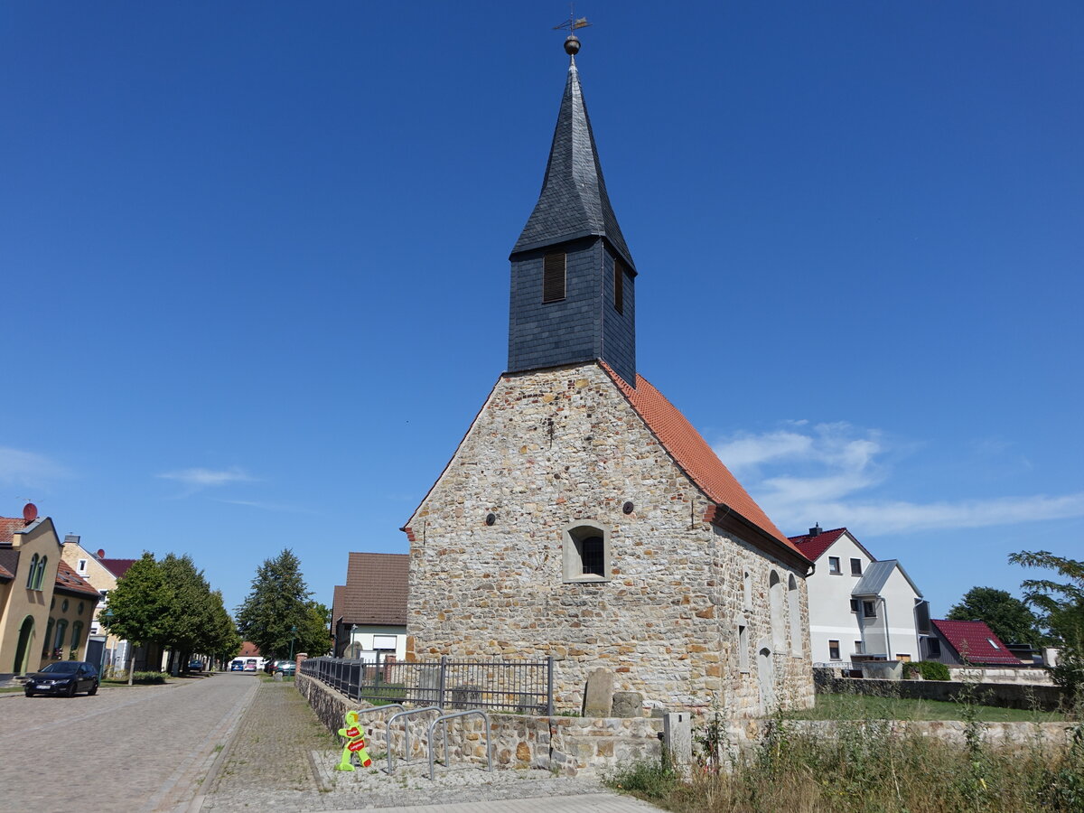 Gbs, evangelische St. Andreas Kirche, sptromanischer Bruchsteinbau, erbaut 1275 (11.08.2025)