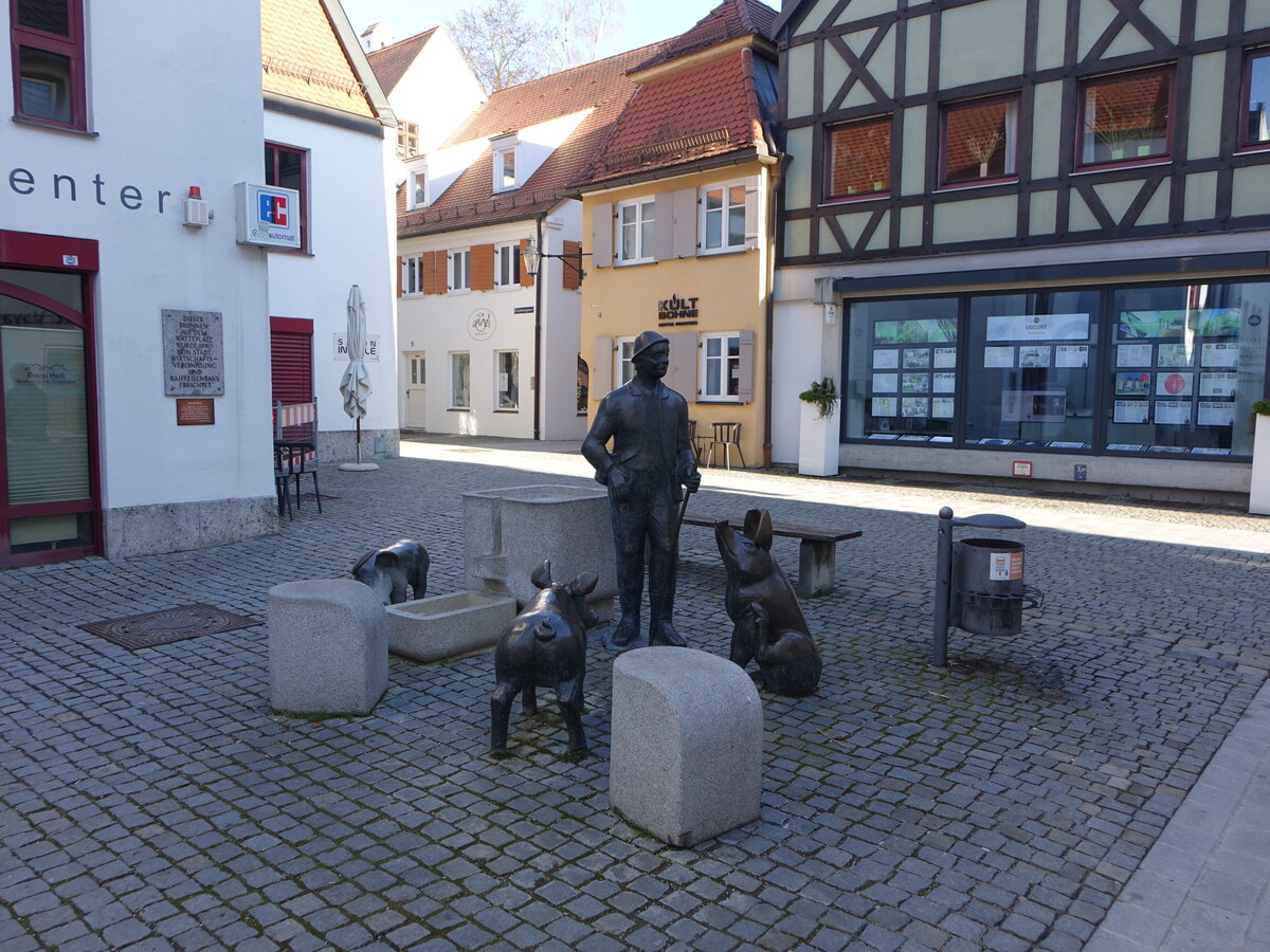 Gnzburg, Schweinchenbrunnen in der Strae zur Wtte (28.02.2021)