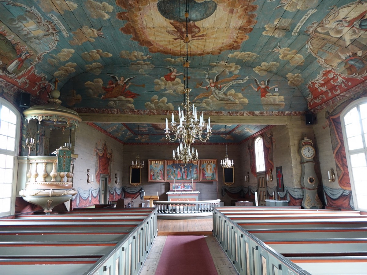 Gunnarp, Deckenmalereien von Henrik Wibeck in der Ev. Kirche von 1782 (13.06.2015)