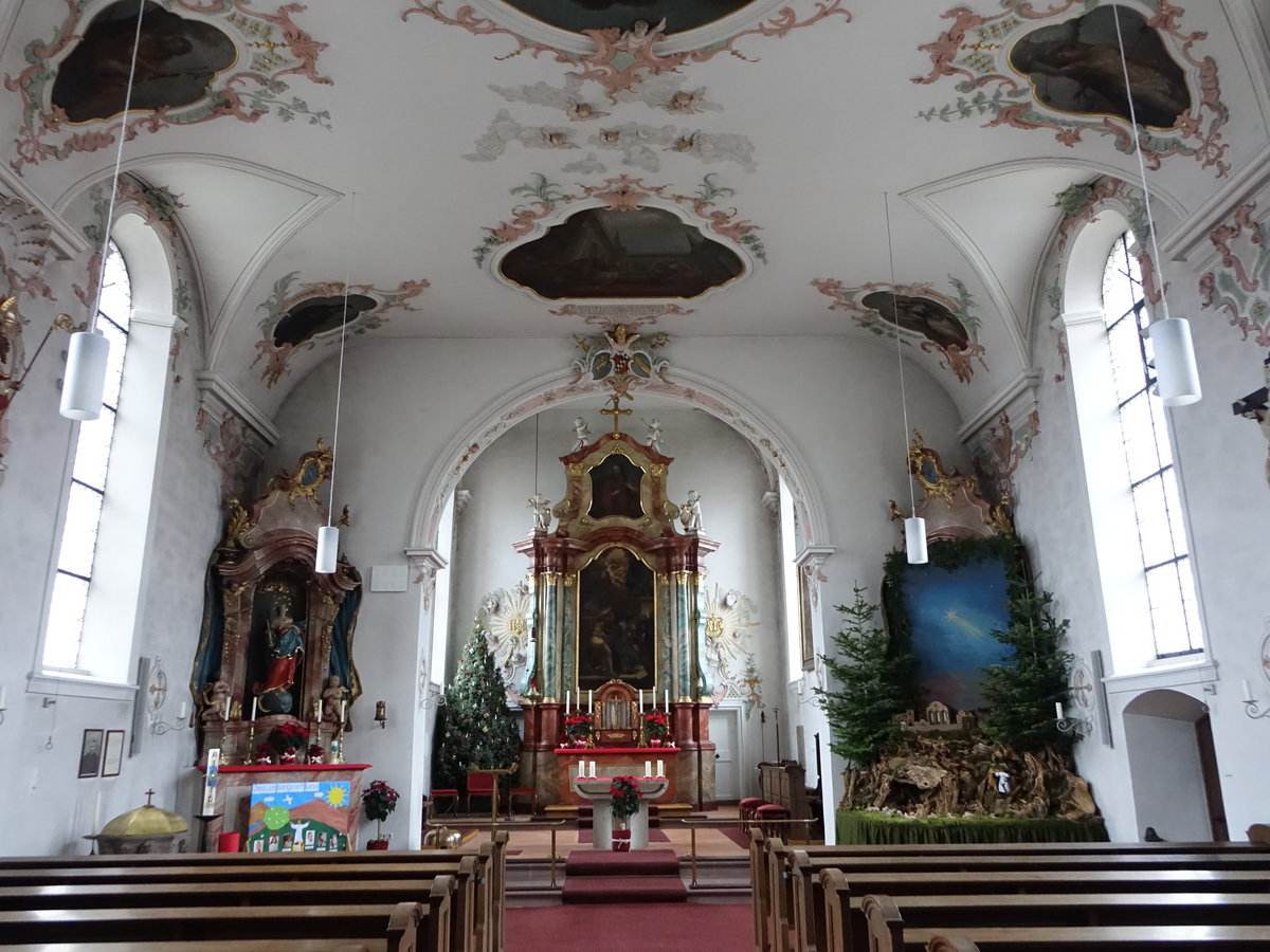Gurtweil, barocker Innenraum der kath. St. Simon und Judas Kirche (30.12.2018)