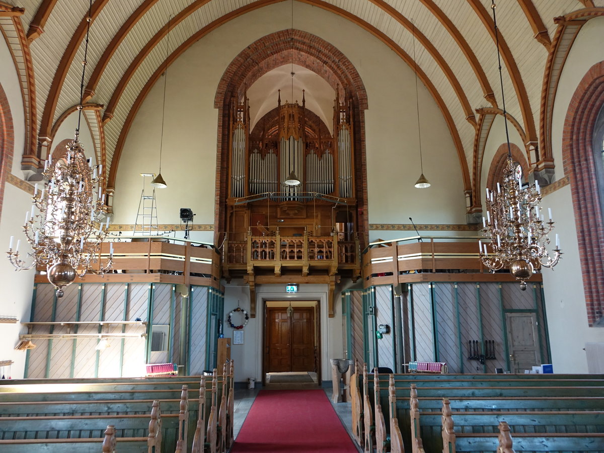 Hällestad, Orgelempore in der Ev. Kirche, Orgel erbaut 1896 durch Äkerman & Lund (05.06.2018)