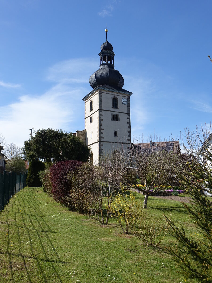 Hselreith, evangelische St. Wigbert Kirche, neoromanisches Kirchenschiff von 1869 (09.05.2021)