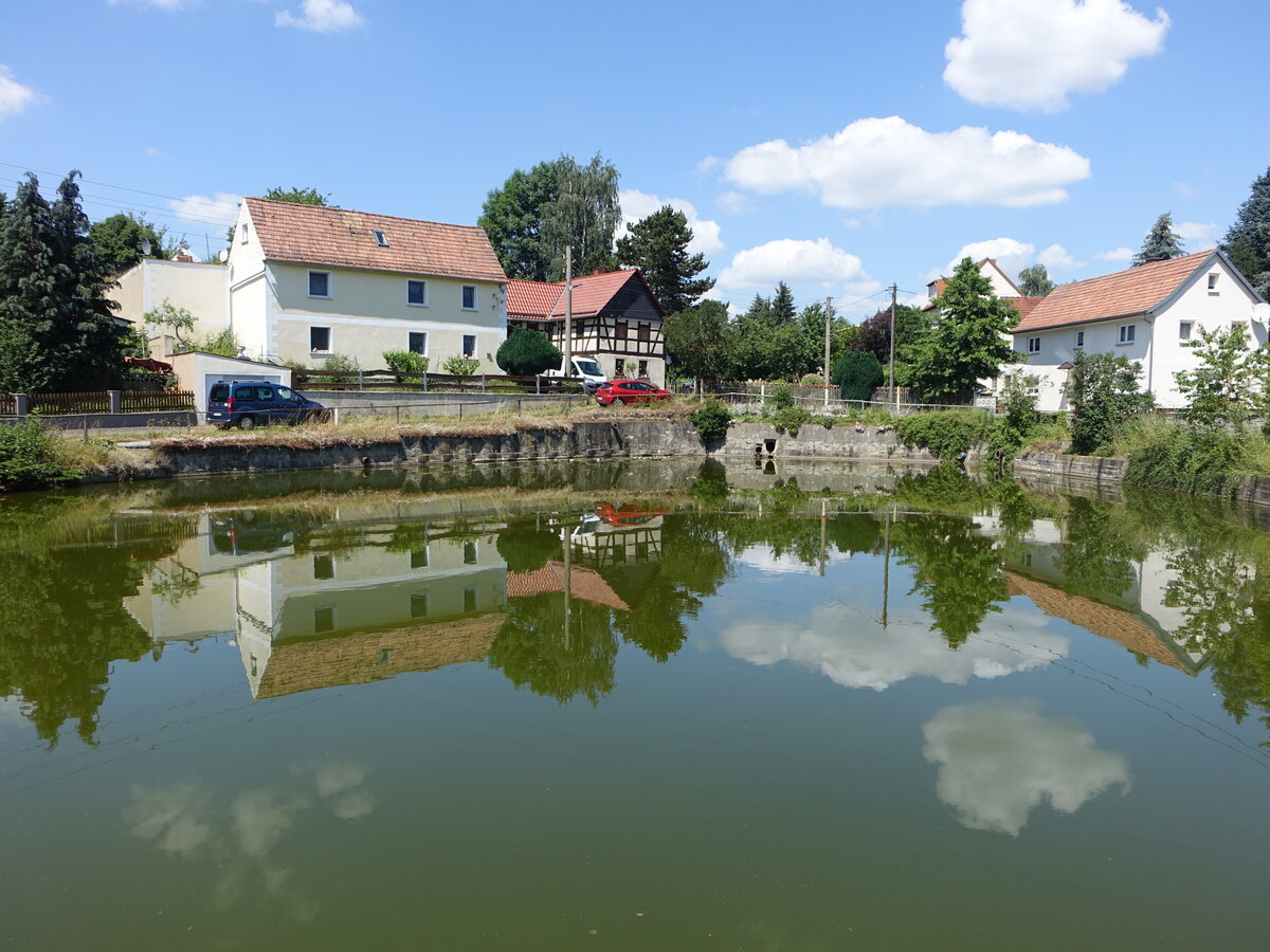 Huser am Dorfteich von Mosen, Lkr. Greiz (25.06.2023)