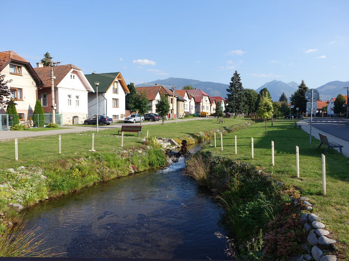 Huser am langestreckten Dorfplatz von Pribylina (07.08.2020)