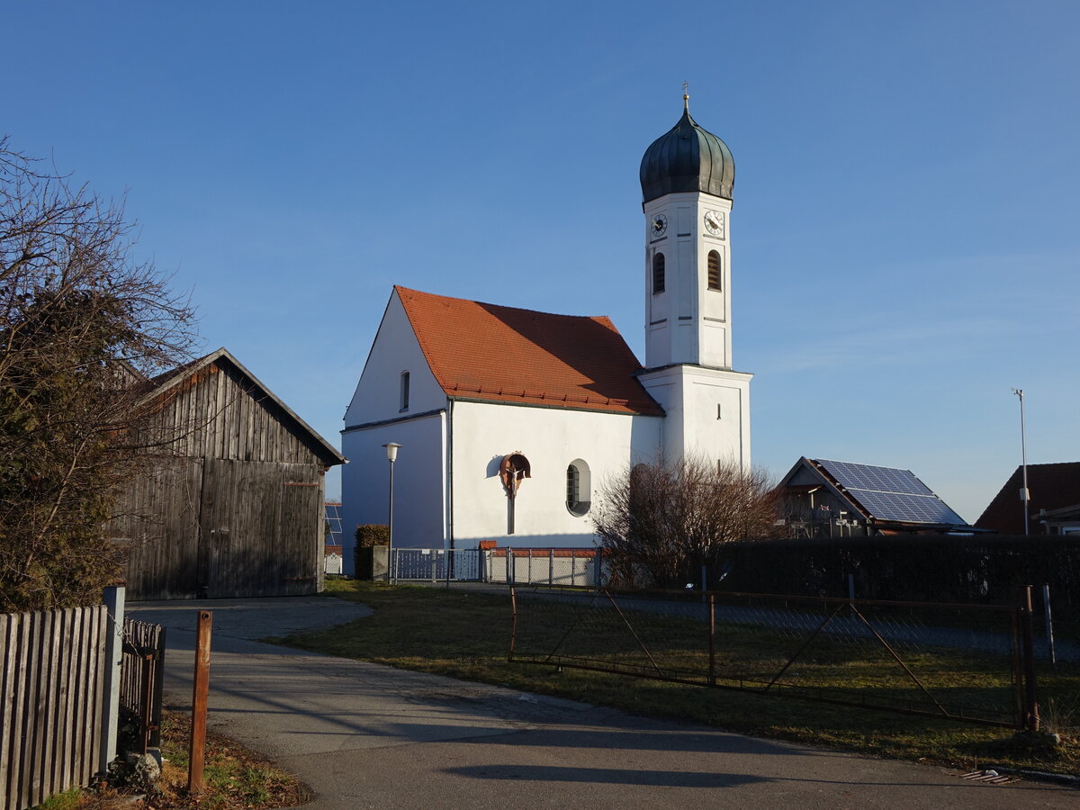 Haimpertshofen, Pfarrkirche St. Stephan, erbaut im 14. Jahrhundert (25.12.2015)