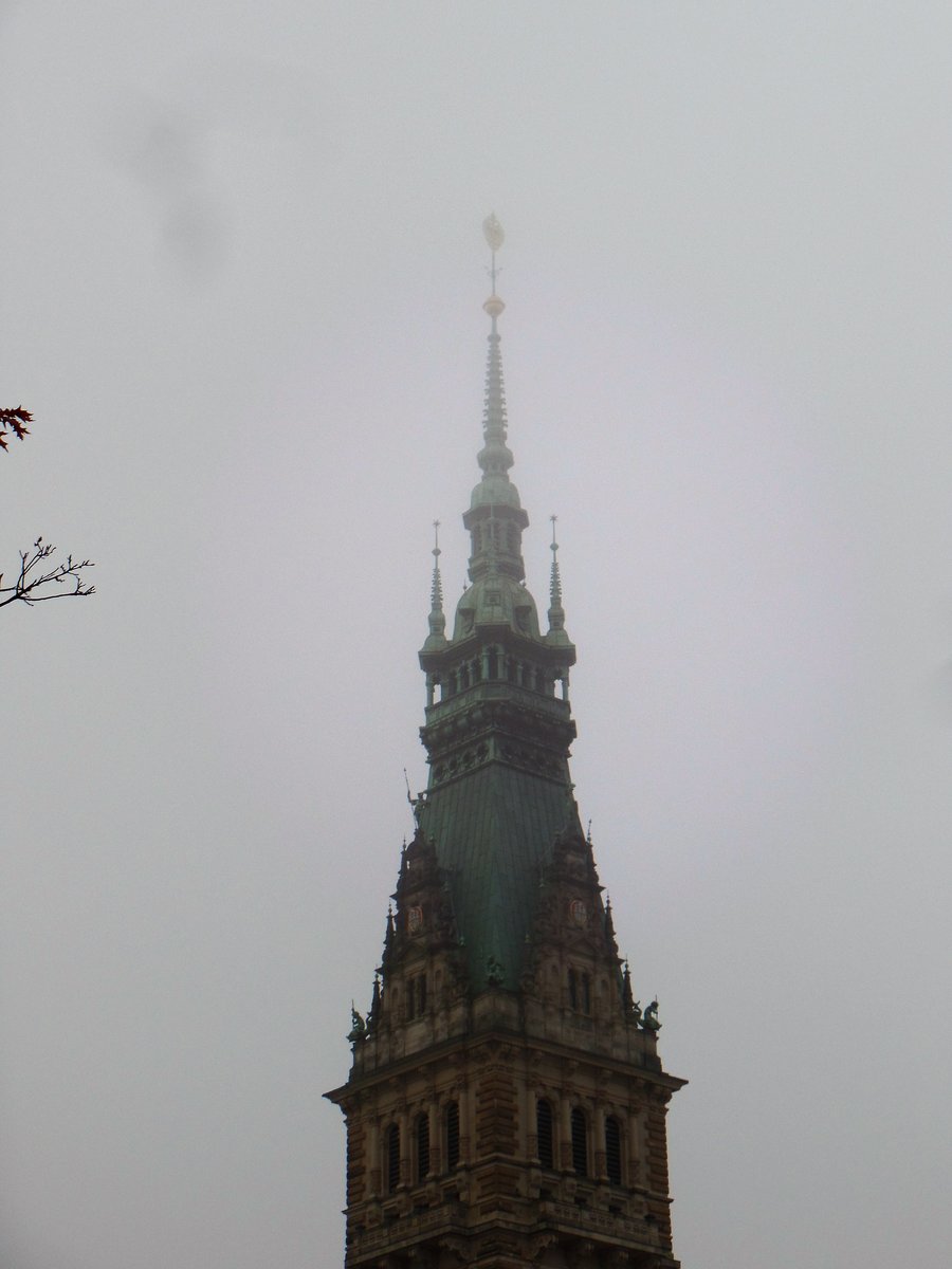 Hamburg im Nebel am 12.11.2016: Rathausturm  /