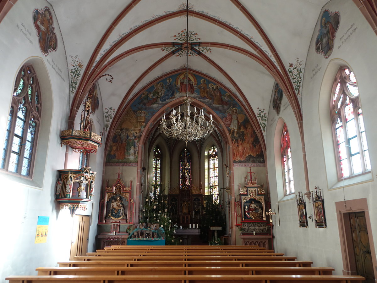 Hammereisenbach, Innenraum der kath. Pfarrkirche St. Johann, erbaut von 1901 bis 1902 (26.12.2018)