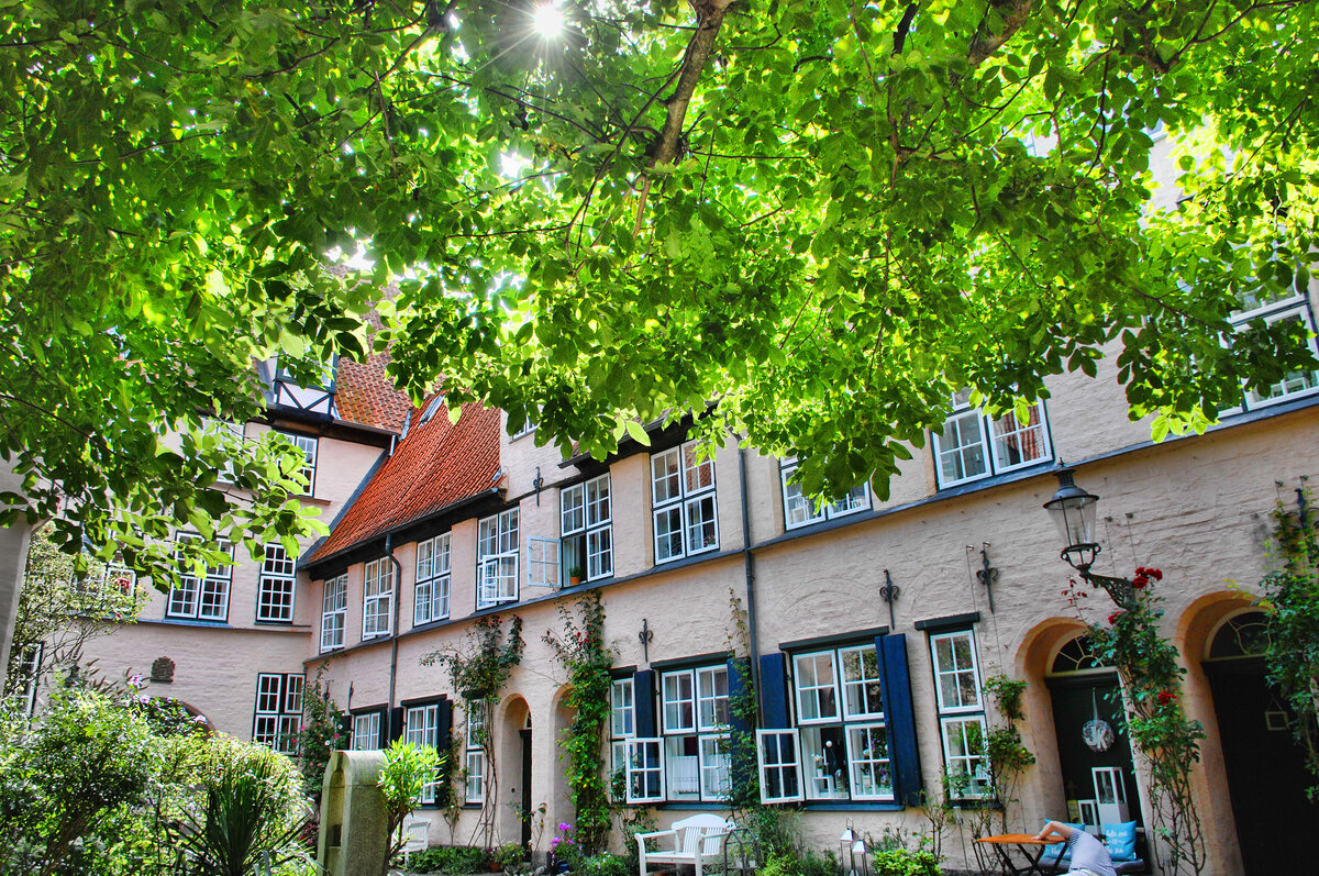 Hansestadt Lbeck - Fchtingshof in der Glockengieerstrae in unmittelbarer Nhe der Katharinenkirche. Aufnahme: 21. August 2021.