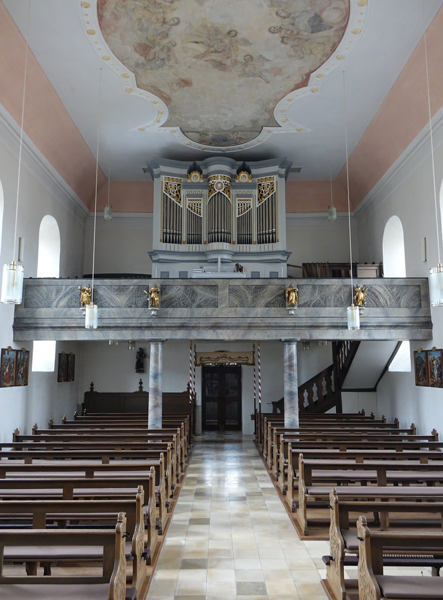 Happertshausen, Orgelempore in der St. Oswald Kirche (25.03.2016)