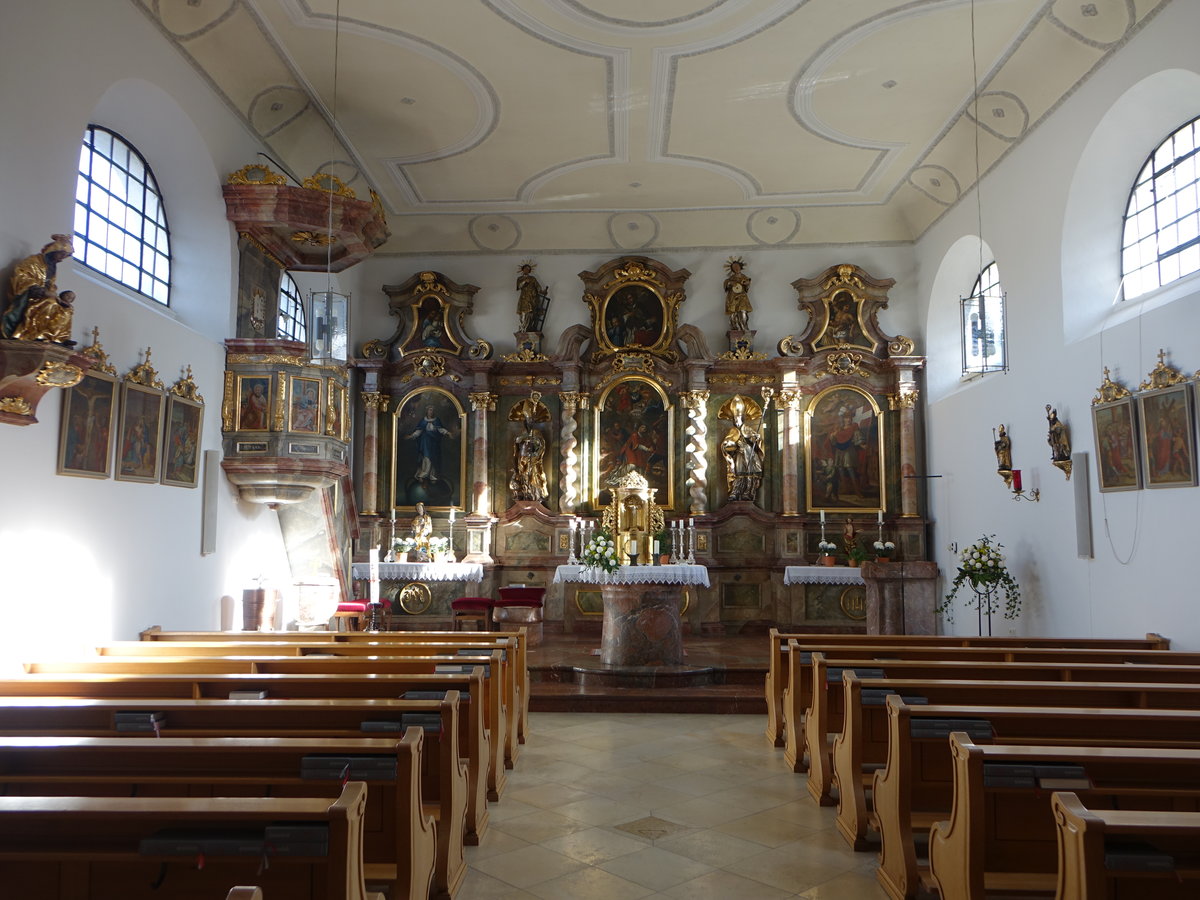 Haunersdorf, Altre und Kanzel in der kath. Pfarrkirche St. Georg (21.11.2016)