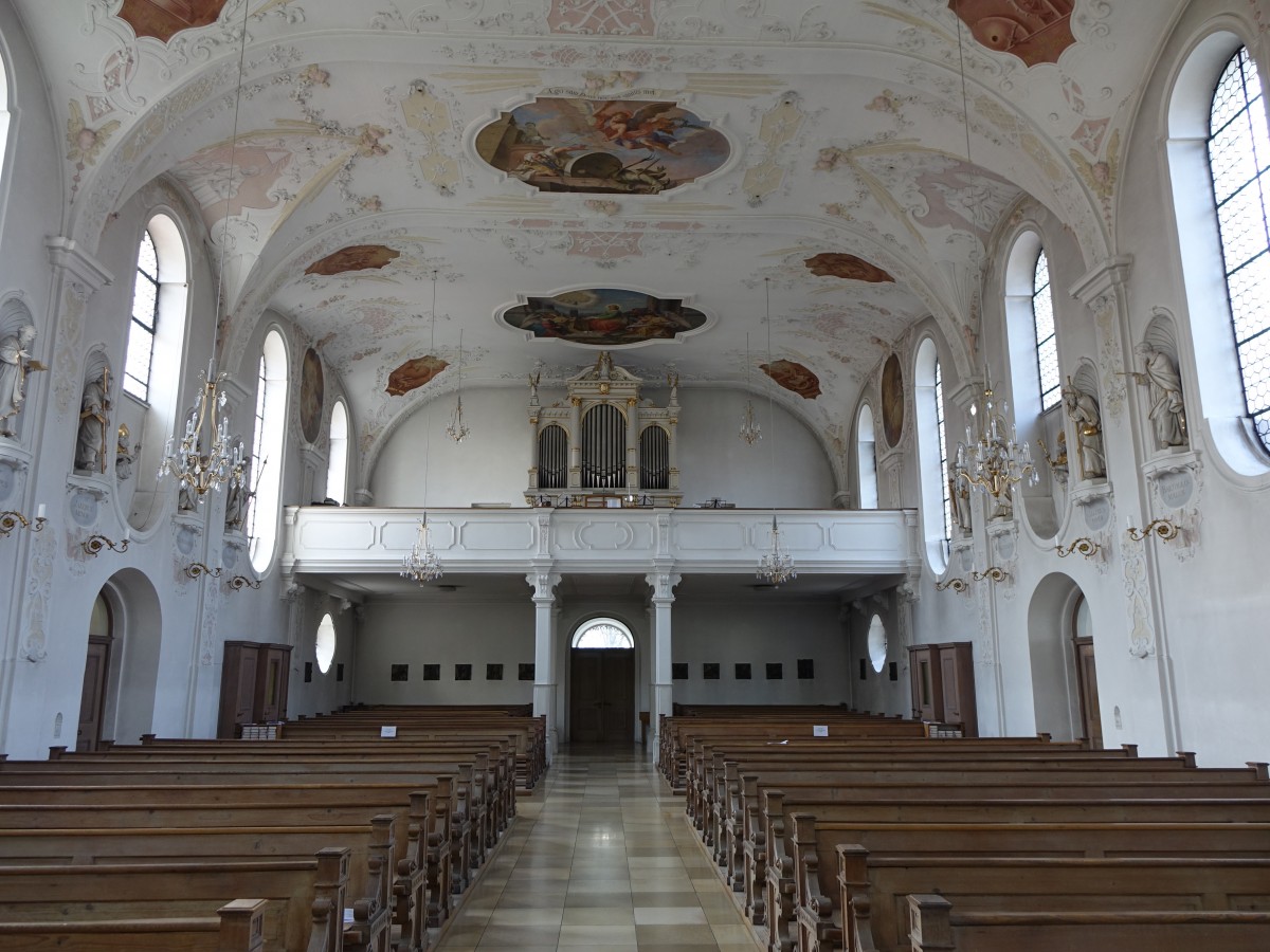 Haunstetten-Ost, Orgelempore der St. Georg Kirche (03.04.2015)