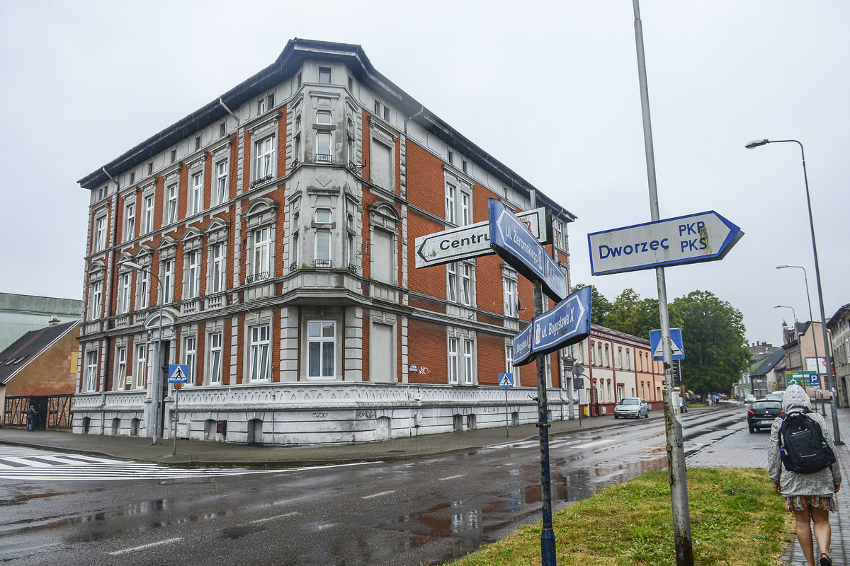 Haus an Ulica Bogusława X in Darłowo (Rgenwalde) in Hinterpommern. Aufnahme: 22. August 2020.