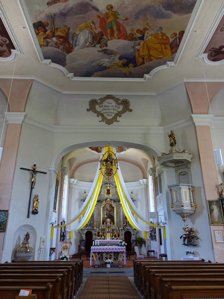 Hausen, neubarocker Innenraum der kath. Pfarrkirche St. Georg (11.06.2017)