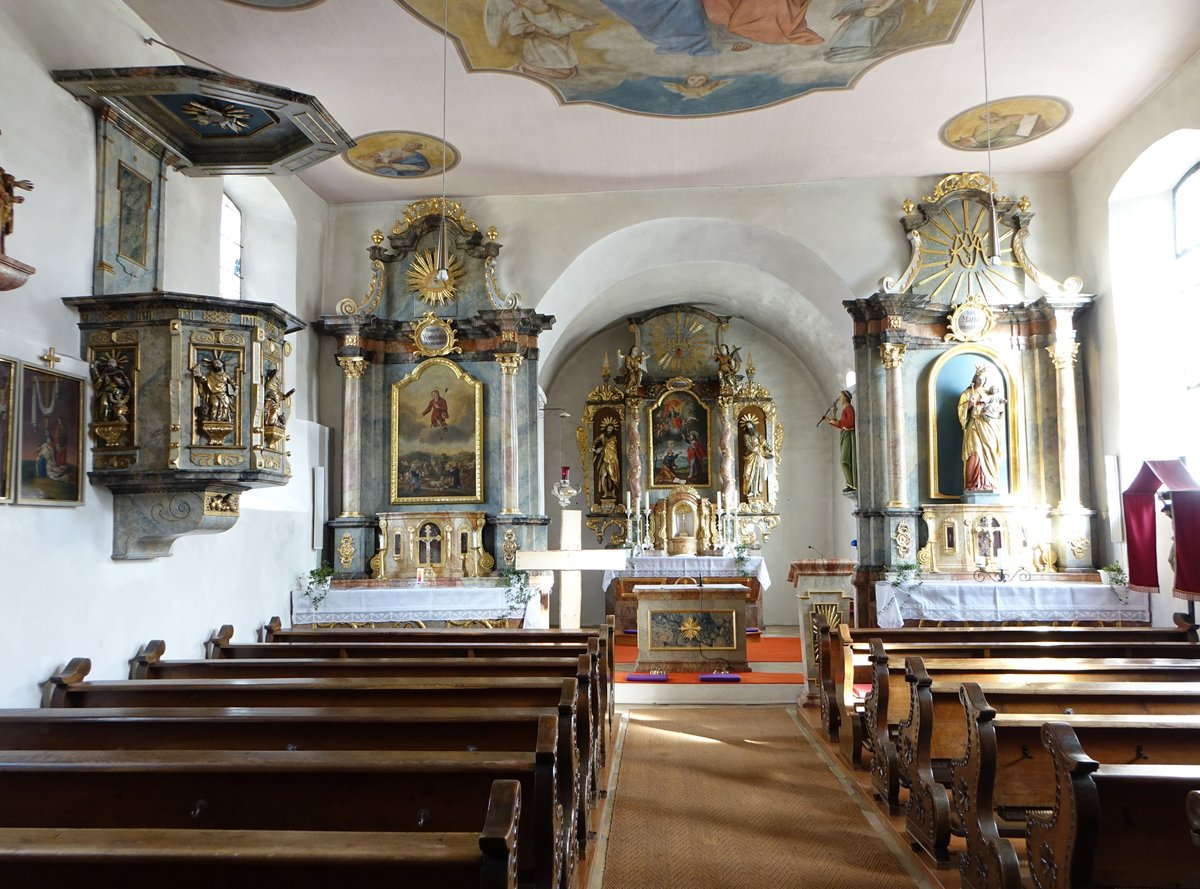 Hausheim, barocke Altre und Kanzel in der Pfarrkirche St. Peter und Paul (05.03.2017)