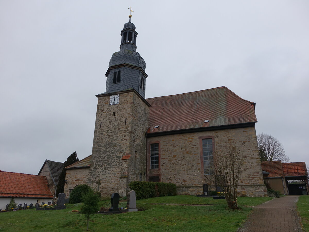 Hauteroda, evangelische St. Martini Kirche, erbaut von 1708 bis 1709 (08.04.2023)