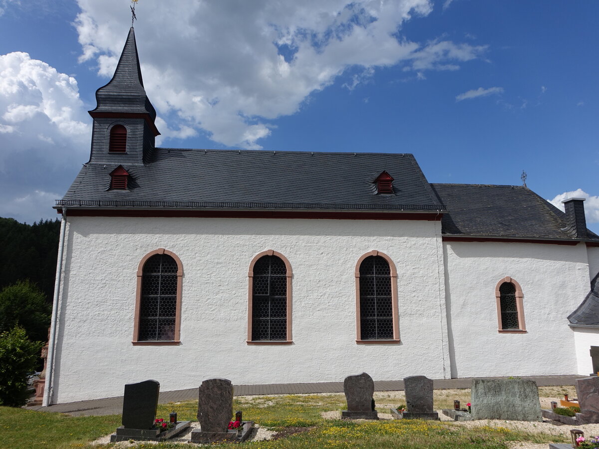 Heckenmnster, kath. Pfarrkirche Hl. Kreuz, erbaut 1744 (23.06.2022)