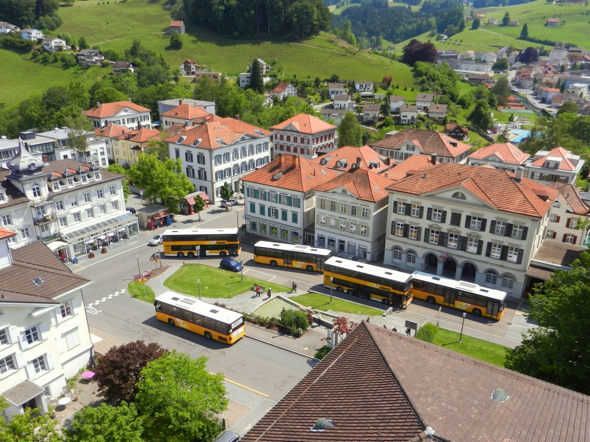 Heiden, Kirchplatz, Sicht vom Kirchturm - 02.06.2014