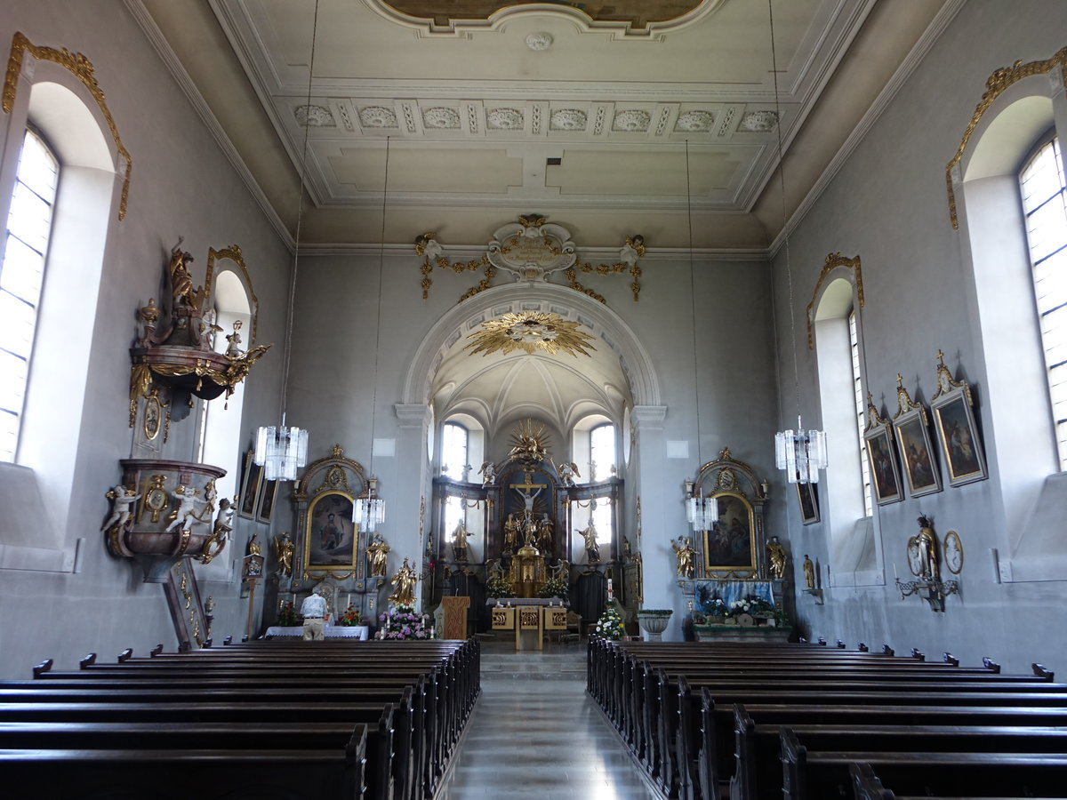 Heidenfeld, neubarocker Innenraum der Pfarrkirche St. Laurentius (28.05.2017)